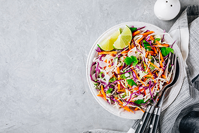Asian chopped salad with ginger lime dressing, a vegetarian recipe for Lent 