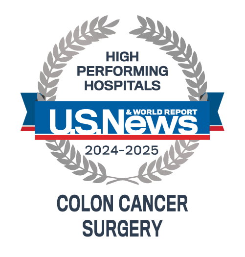 St. Joseph Health high performing badge for colon cancer surgery